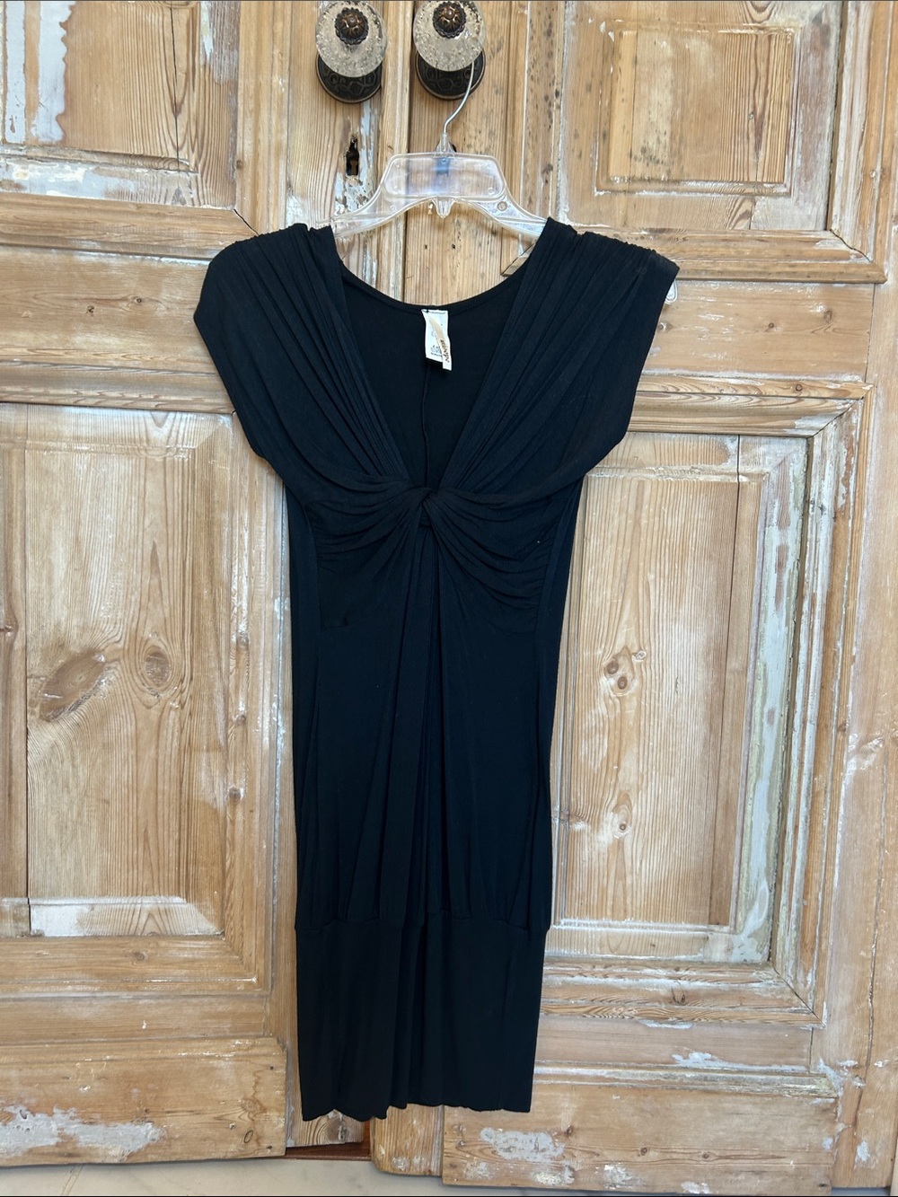Misope Black Knot-Front Midi Dress